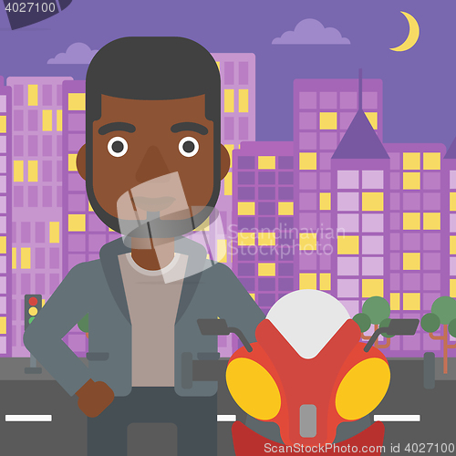 Image of Man in biker helmet vector illustration.