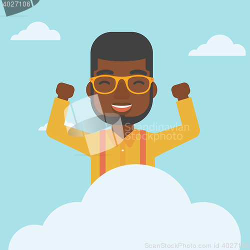 Image of Man sitting on cloud vector illustration.