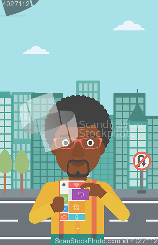 Image of Man with modular phone vector illustration.