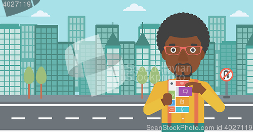 Image of Man with modular phone vector illustration.