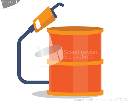 Image of Oil barrel with gas pump vector illustration.