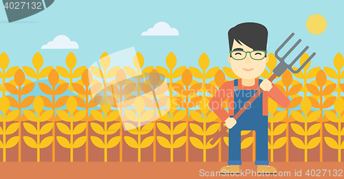 Image of Farmer with pitchfork vector illustration.