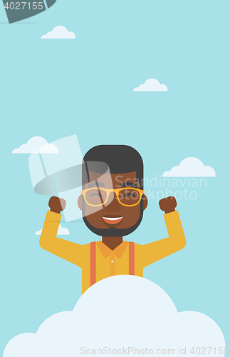 Image of Man sitting on cloud vector illustration.