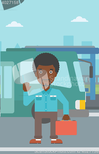 Image of Man travelling by bus vector illustration.