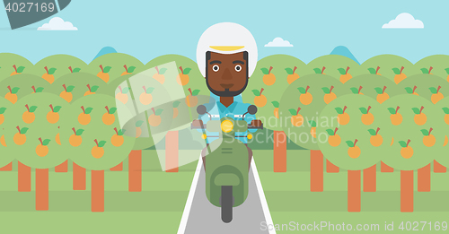 Image of Man riding scooter vector illustration.