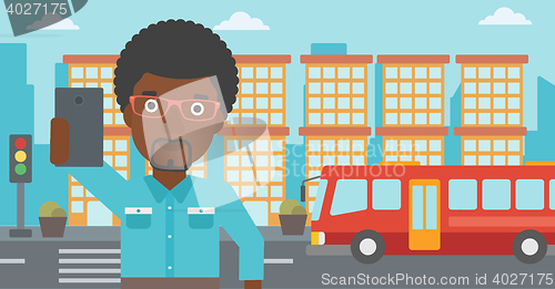 Image of Man making selfie vector illustration.