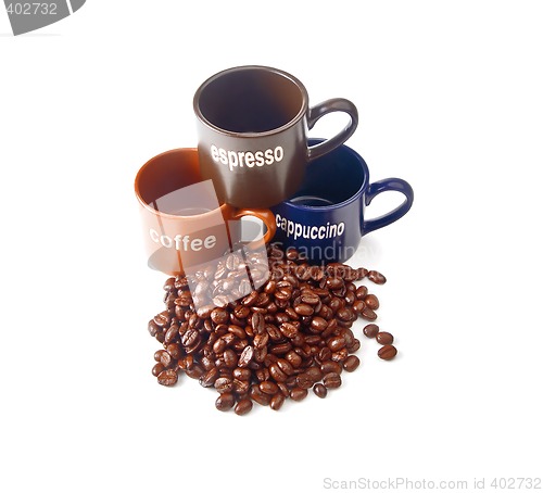 Image of coffee cups with coffee beans