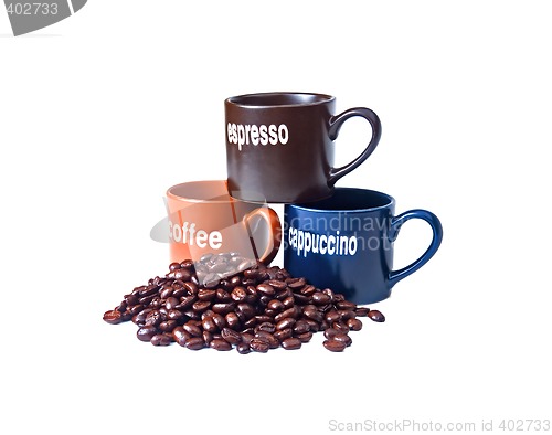 Image of coffee cups with coffee beans