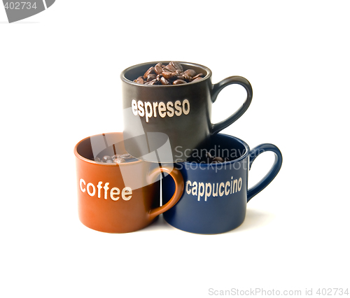 Image of coffee cups with coffee beans