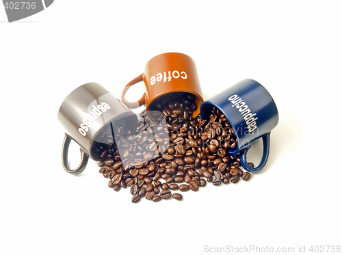 Image of coffee cups with coffee beans