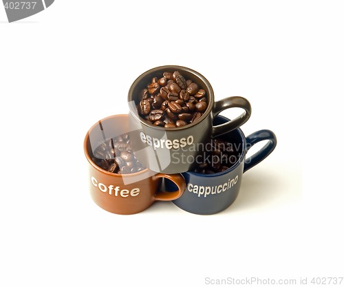 Image of coffee cups with coffee beans