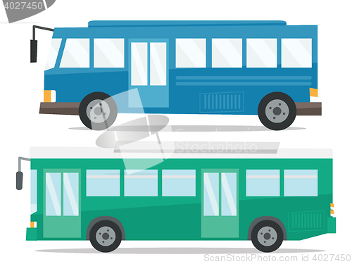 Image of Side view of two city buses vector illustration.