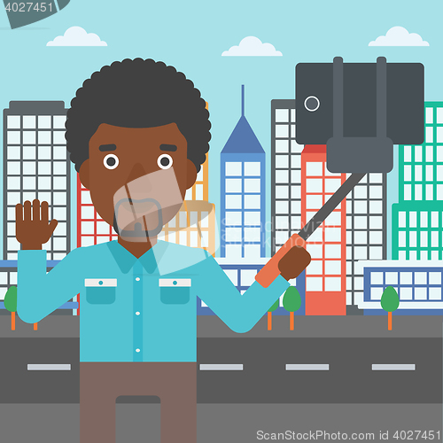 Image of Man making selfie vector illustration.