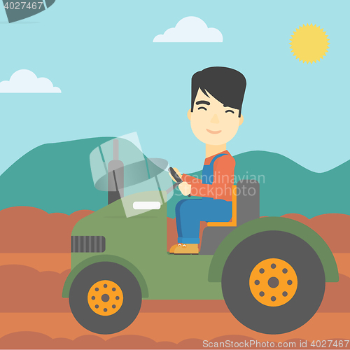 Image of Farmer driving tractor vector illustration.