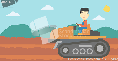 Image of Farmer driving tractor vector illustration.