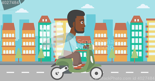 Image of Man riding scooter vector illustration.