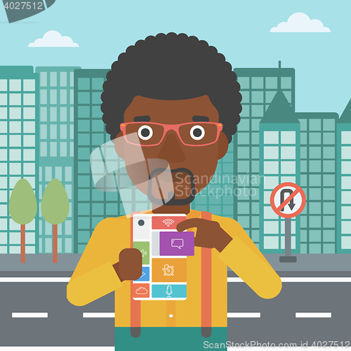 Image of Man with modular phone vector illustration.