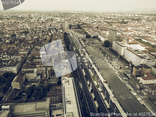 Image of Aerial view of Turin vintage desaturated