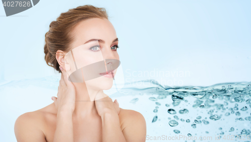 Image of beautiful young woman face and hands