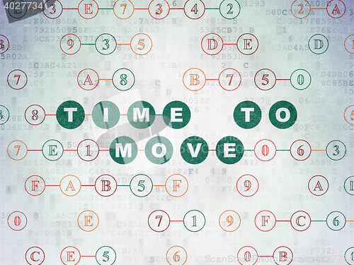Image of Timeline concept: Time to Move on Digital Data Paper background
