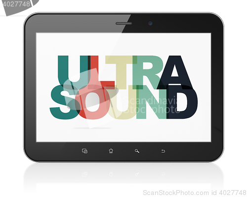 Image of Medicine concept: Tablet Computer with Ultrasound on  display
