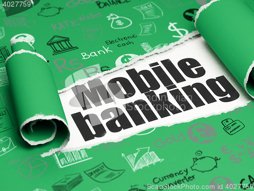 Image of Money concept: black text Mobile Banking under the piece of  torn paper