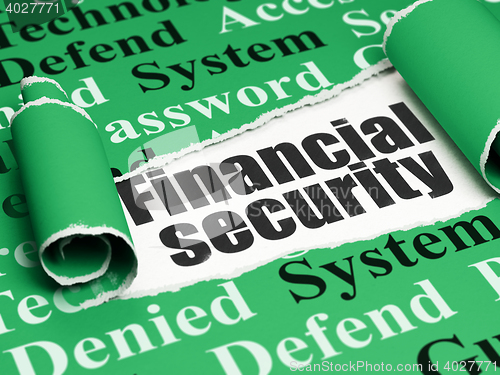 Image of Safety concept: black text Financial Security under the piece of  torn paper