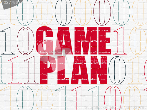 Image of Business concept: Game Plan on wall background