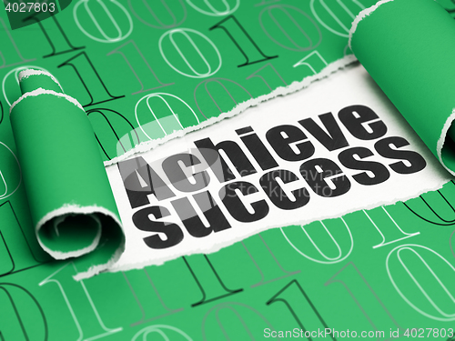 Image of Finance concept: black text Achieve Success under the piece of  torn paper