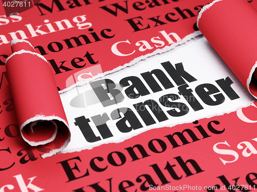 Image of Banking concept: black text Bank Transfer under the piece of  torn paper