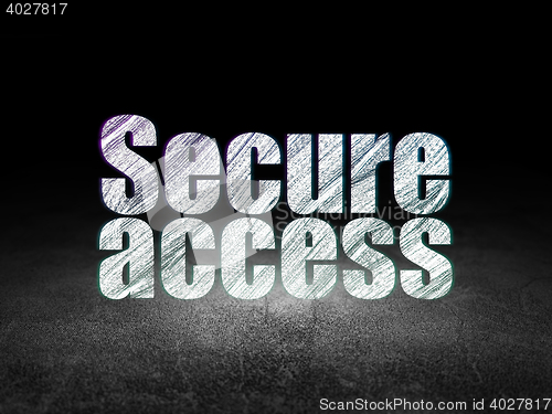 Image of Safety concept: Secure Access in grunge dark room