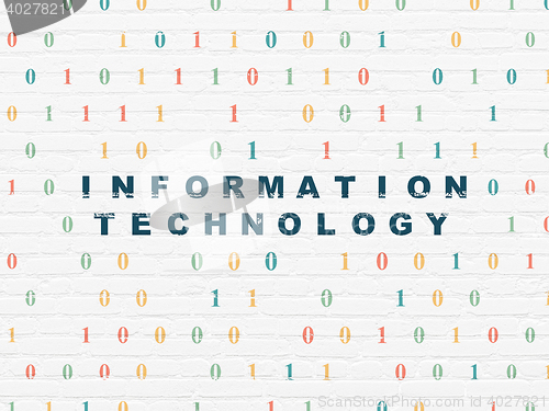 Image of Information concept: Information Technology on wall background