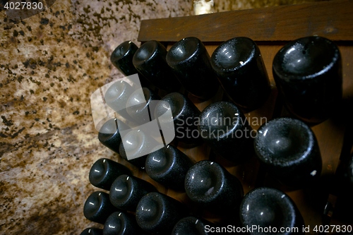 Image of Long underground brick tunnel in the wine cellar