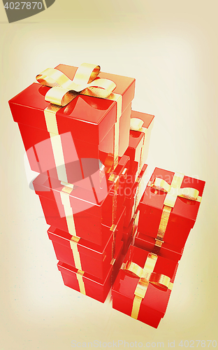 Image of Bright christmas gifts. 3D illustration. Vintage style.