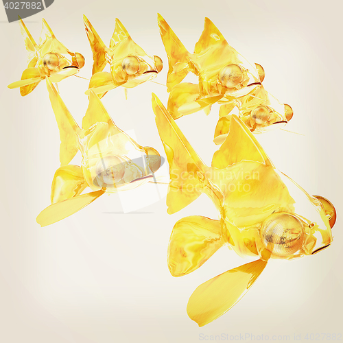 Image of Gold fishes. 3D illustration. Vintage style.