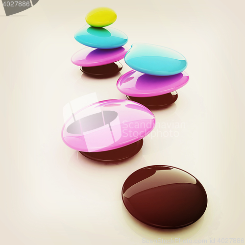 Image of Colorfull spa stones. 3d icon. 3D illustration. Vintage style.