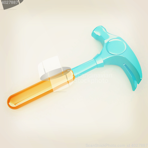 Image of Hammer on white background . 3D illustration. Vintage style.