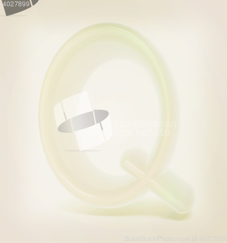 Image of Glossy alphabet. The letter \"Q\". 3D illustration. Vintage style.