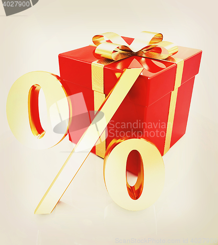 Image of Percentage and gifts. 3D illustration. Vintage style.