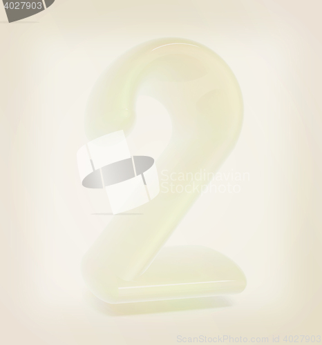 Image of Glossy 3d number \"two\". 3D illustration. Vintage style.