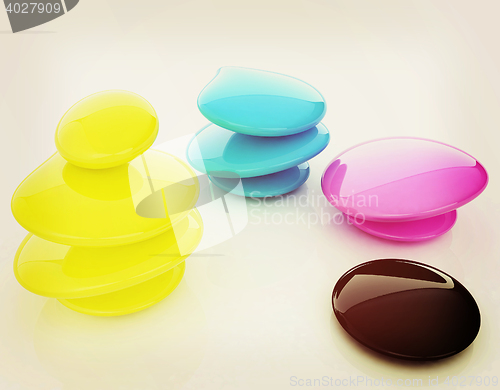 Image of Colorfull spa stones. 3d icon. 3D illustration. Vintage style.