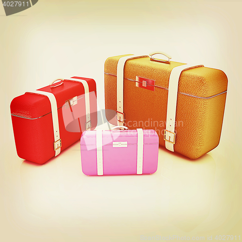 Image of Traveler\'s suitcases. 3D illustration. Vintage style.