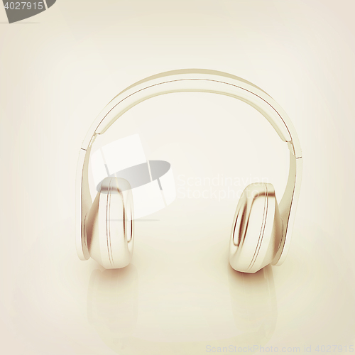 Image of Headphones Icon . 3D illustration. Vintage style.