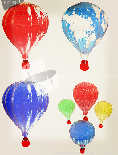 Image of Air Balloons set . 3D illustration. Vintage style.