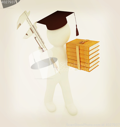 Image of 3d man in graduation hat with the best technical educational lit