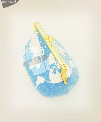 Image of Purse Earth. On-line concept. 3D illustration. Vintage style.