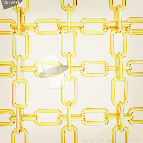 Image of Gold chains background. 3D illustration. Vintage style.