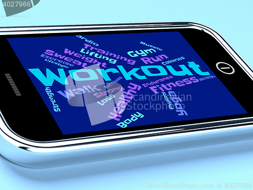 Image of Workout Words Shows Physical Activity And Fit