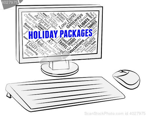 Image of Holiday Packages Represents All Inclusive And Computer