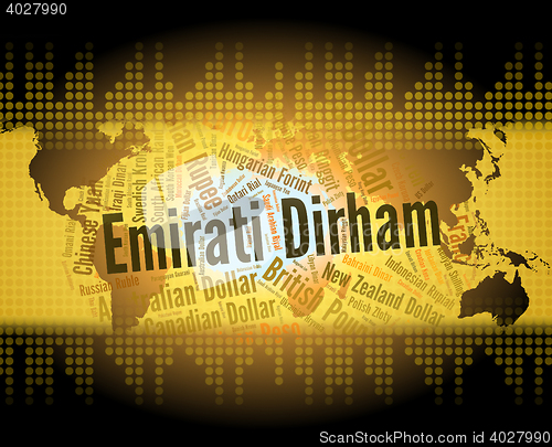 Image of Emirati Dirham Means United Arab Emirates And Banknote